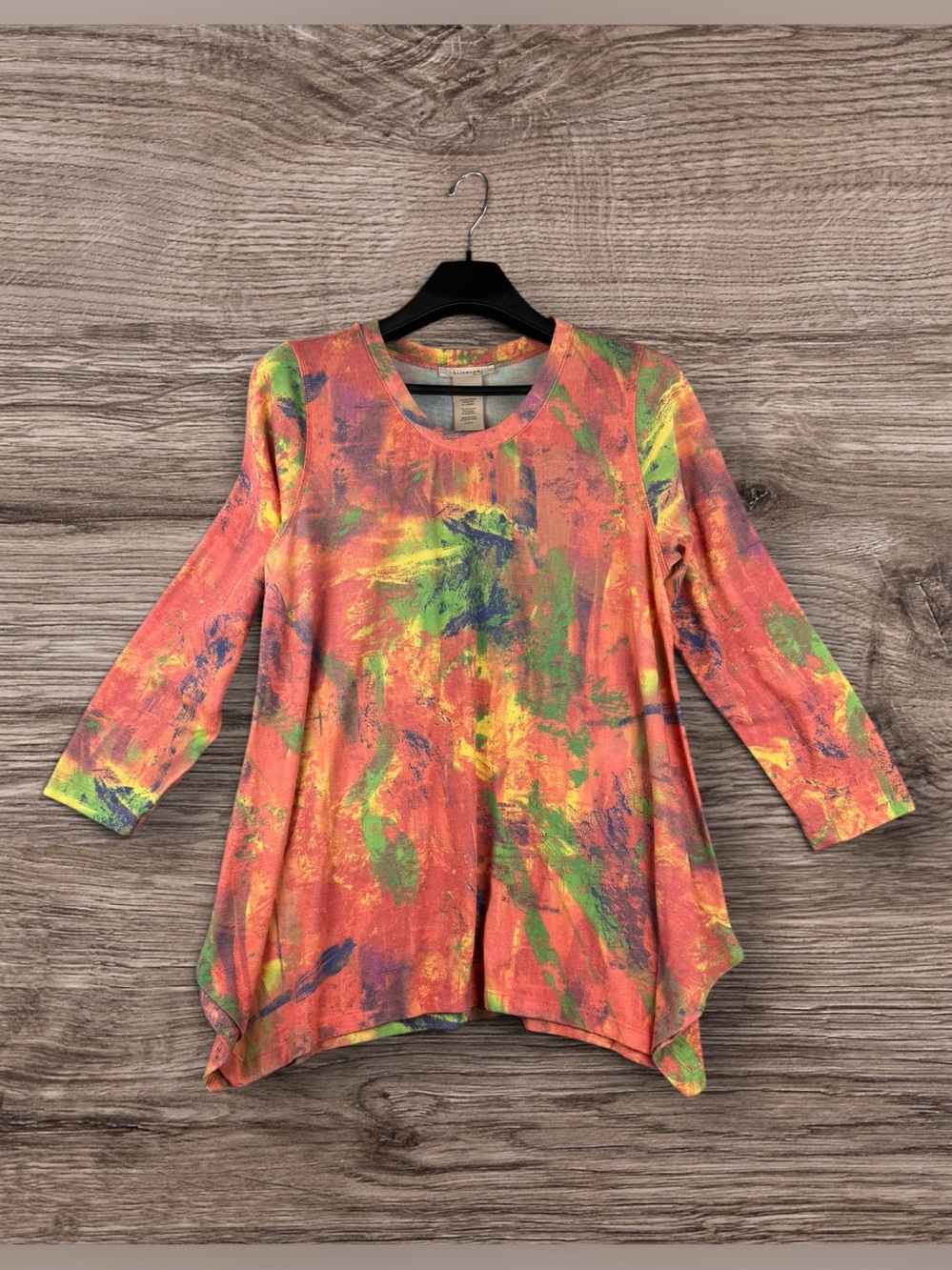 Philosophy Coral Abstract Brushstroke Tunic XL